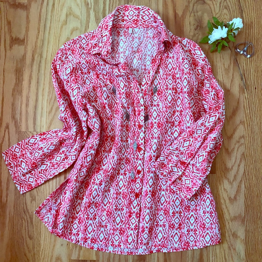 XL like new linen button-up.